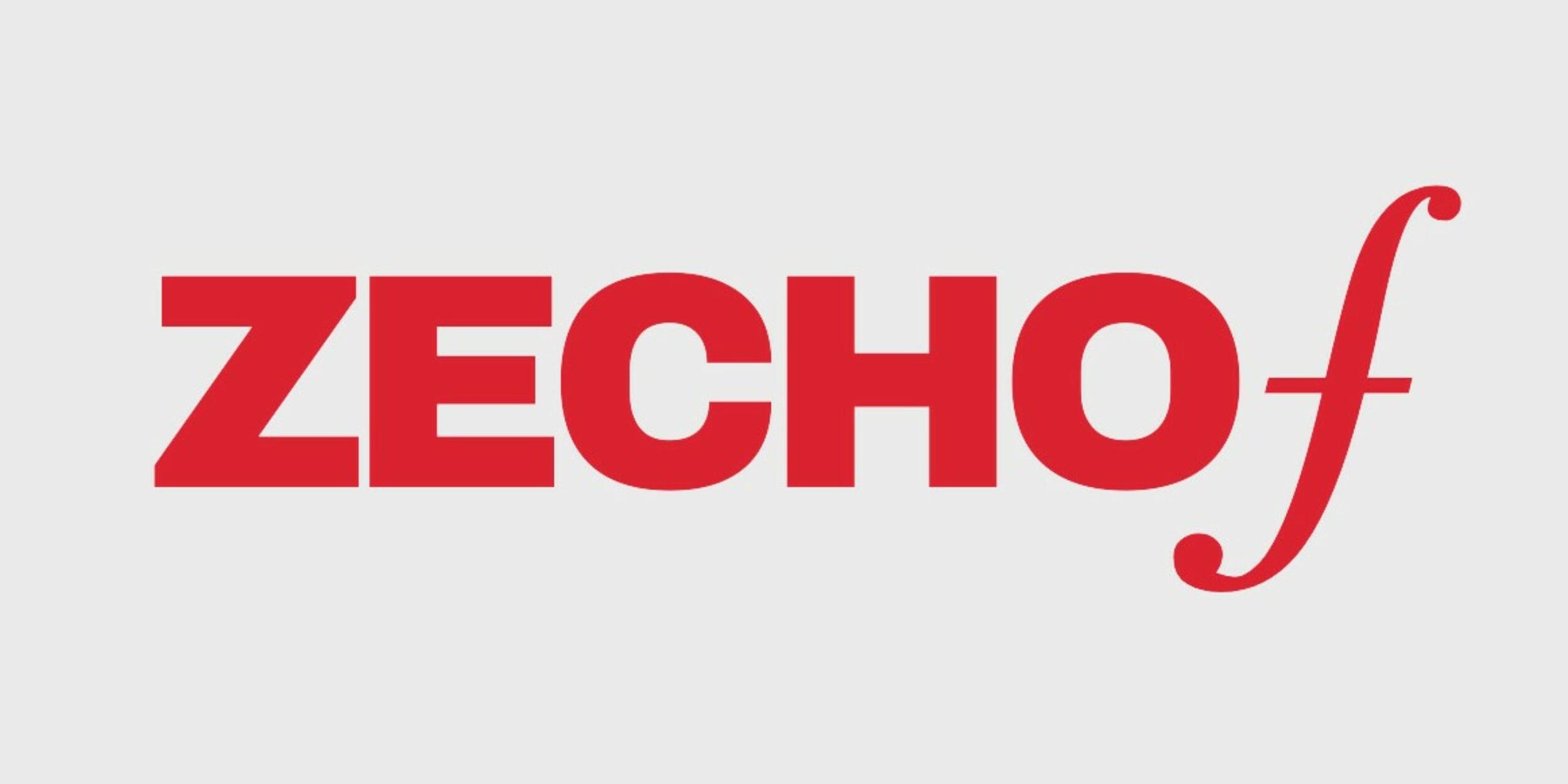 Roter Schriftzug "Zechof" auf grauem Hintergrund